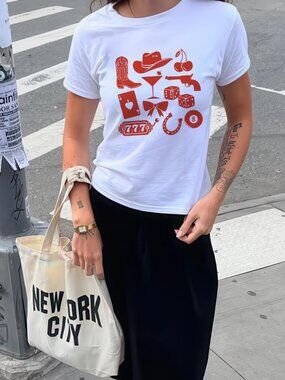 Cowgirl Baby Tee | Girl’s Night Out Y2K Graphic Top | Coquette Cherry Aesthetic